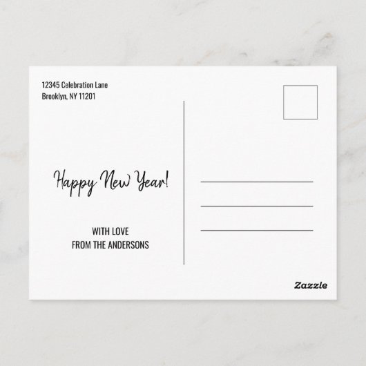 Beste nog te komen 2019 Happy New Year Script Foto Briefkaart (Achterkant)
