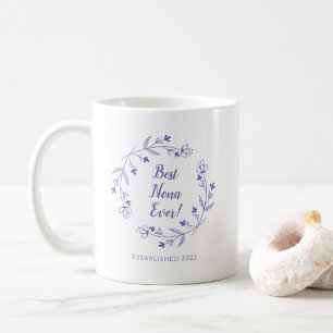 Beste Nona Ooit Bloemenkrans Jaar Periwinkle Blauw Koffiemok