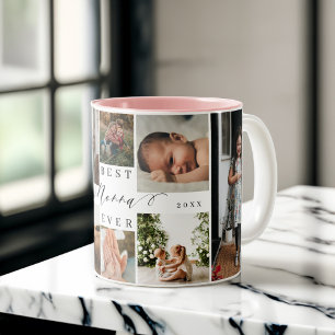Beste Nonna Ever   Elegant Script 8 Photo Collage Tweekleurige Koffiemok