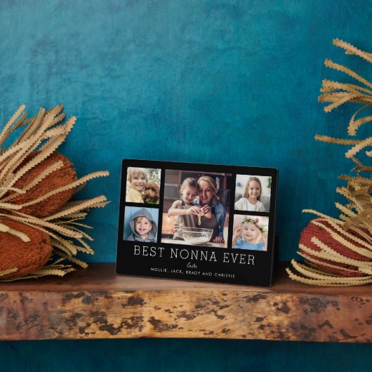 Beste Nonna Ooit 5-Foto Collage Keepsake Custom Fotoplaat (Zijkant)
