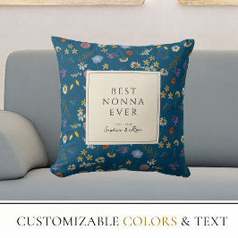 Beste Nonna Ooit Bloemig Blauwgroen Wildbloemen Sc Kussen