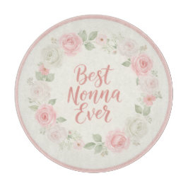 Beste Nonna Ooit Roze & Groene Bloemenkrans Snijplank