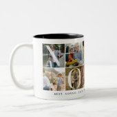 Beste Nonno Ooit, 10 Photo Grid Gift voor opa Tweekleurige Koffiemok (Links)