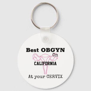 Beste OBGYN op Stad of Stad Naam Gynaecoloog Sleutelhanger