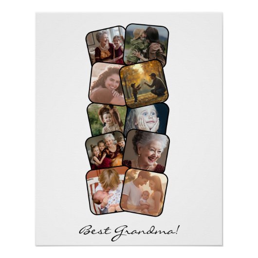 Beste oma 10 Fotocollage Perfect Poster (Voorkant)
