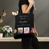Beste oma aangepaste gezinsfotocollage zwart tote bag