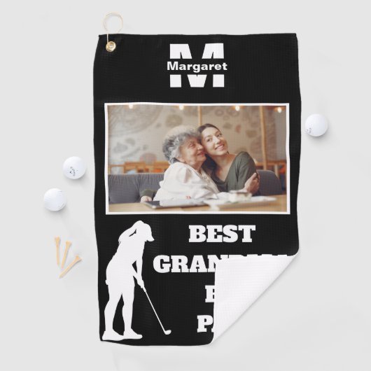 Beste Oma By Par Golf met aangepaste foto Golfhanddoek (Insitu)