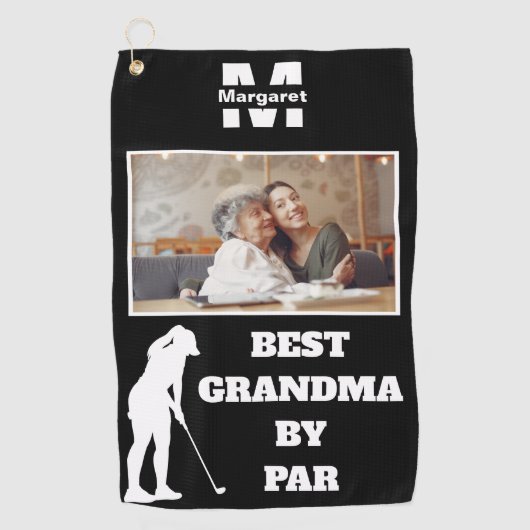 Beste Oma By Par Golf met aangepaste foto Golfhanddoek (Voorkant)