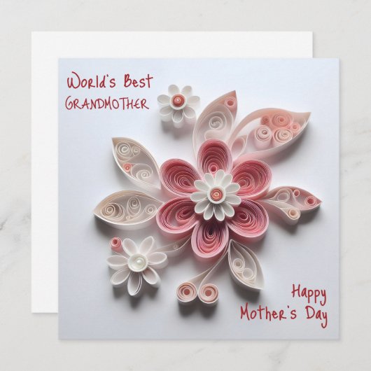 Beste oma Eenvoudige Quilling Bloem van kleinkind Feestdagenkaart (Voorkant / Achterkant)