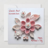 Beste oma Eenvoudige Quilling Bloem van kleinkind Feestdagenkaart (Voorkant)