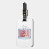 Beste oma Est aangepaste datum 3 foto cute preppy Bagagelabel (Voorkant verticaal)