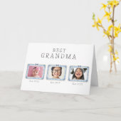 Beste oma Est aangepaste datum 3 foto cute preppy Kaart (Gele Bloem)