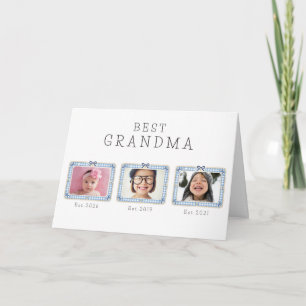 Beste oma Est aangepaste datum 3 foto cute preppy Kaart