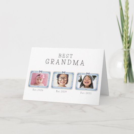 Beste oma Est aangepaste datum 3 foto cute preppy Kaart (Voorkant)