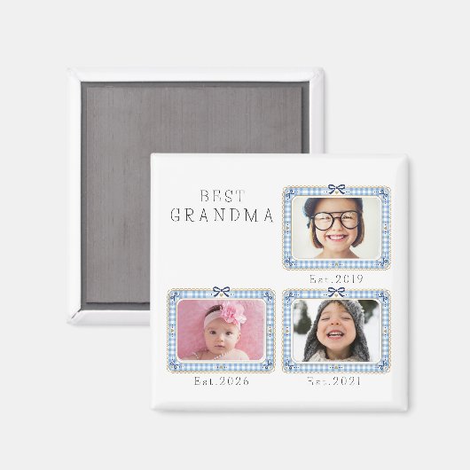 Beste oma Est aangepaste datum 3 foto cute preppy Magneet (Voorkant / Achterkant)