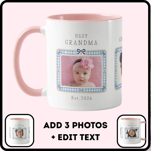 Beste oma Est aangepaste datum 3 foto cute preppy Mok