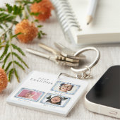 Beste oma Est aangepaste datum 3 foto cute preppy Sleutelhanger (Voorkant Rechts)