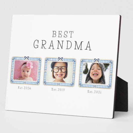 Beste oma Est aangepaste datum 3 foto Schattige pr Fotoplaat (Zijkant)