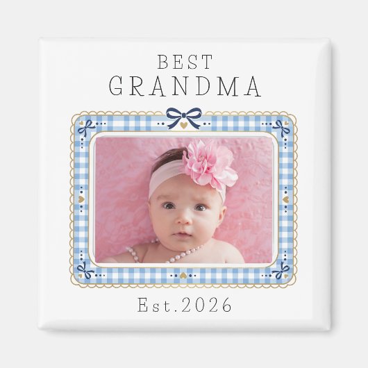 Beste oma Est aangepaste datum foto Schattig prepp Magneet (Voorkant)