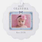 Beste oma Est aangepaste datum foto Schattig prepp Ornament Kaart (Achterkant)