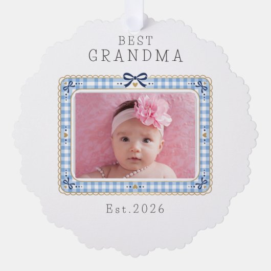 Beste oma Est aangepaste datum foto Schattig prepp Ornament Kaart (Voorkant)