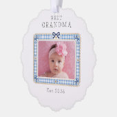Beste oma Est aangepaste datum foto Schattig prepp Ornament Kaart (Links)
