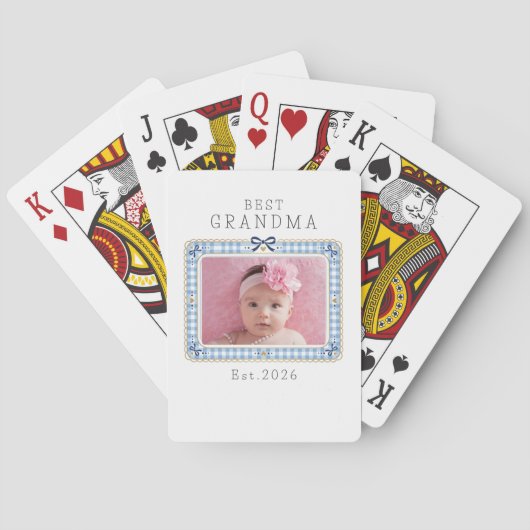 Beste oma Est aangepaste datum foto Schattig prepp Pokerkaarten (Achterkant)