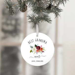 Beste oma Ever   Foto Burgundy Boho Floral Ornament