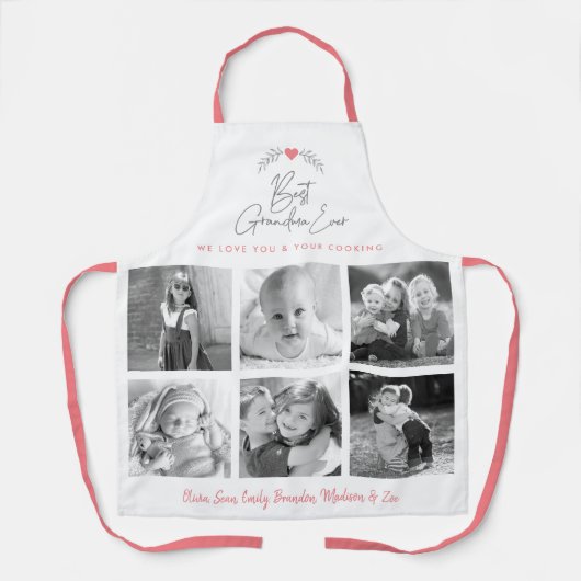 Beste oma Ever Kitchen Chef 6 Foto Collage Schort (Voorkant)