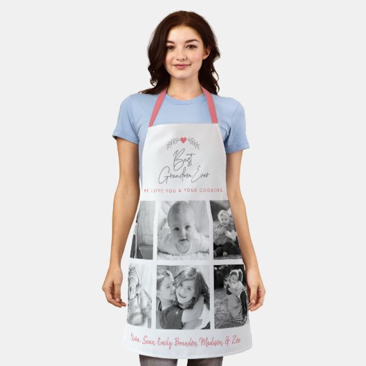Beste oma Ever Kitchen Chef 6 Foto Collage Schort (Gedragen)