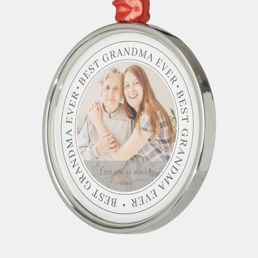 Beste oma Ever Moderne Klassieke foto Metalen Ornament (Links)