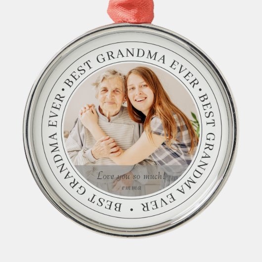 Beste oma Ever Moderne Klassieke foto Metalen Ornament (Voorkant)