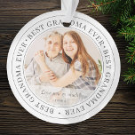 Beste oma Ever Moderne Klassieke foto Ornament<br><div class="desc">Dit eenvoudige en klassieke ontwerp is samengesteld uit serif typografie en voegt een douanefoto toe. "Beste oma Ever" circuleert de foto van je oma,  gramma,  oma,  oma,  oma,  oma,  oma,  mee-maw,  lla enz.</div>