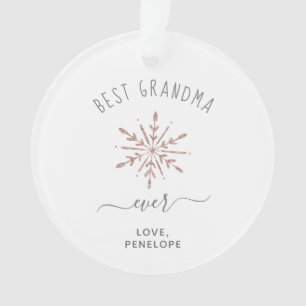 Beste oma Ever   Roos Gold Snowflake en foto Ornament