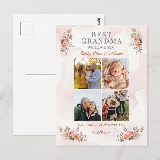 Beste oma foto collage bloemschikking briefkaart (Voorkant / Achterkant)