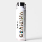 Beste Oma Foto Collage Letter Cutout Verjaardag Waterfles (Voorkant)