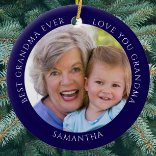 Beste oma foto gepersonaliseerde kerst keramisch ornament