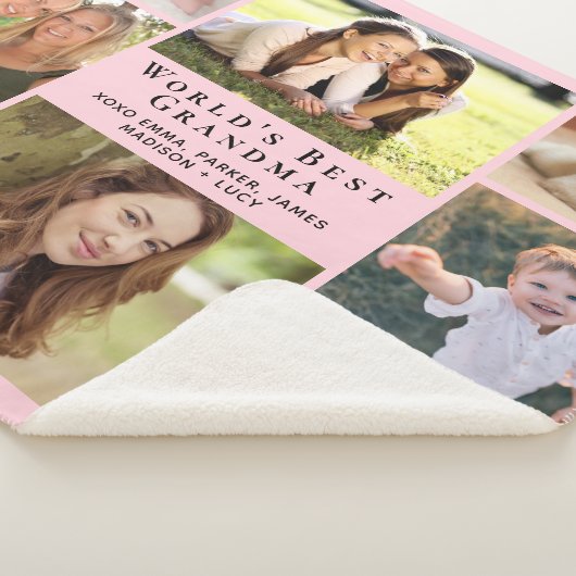 Beste oma Fotocollage Roze Sherpa Deken (3/4)