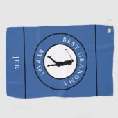 Beste oma-golfer met monogram gesport Pro-blauw Golfhanddoek (Horizontaal)