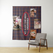 Beste oma levendig rood blauw geruit tartan achter wandkleed (In situ)