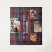 Beste oma levendig rood blauw geruit tartan achter wandkleed (Voorkant)