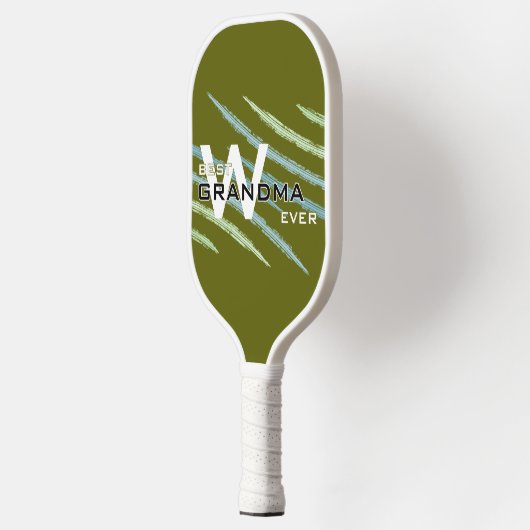 Beste Oma met Monogramed initialen Light Olive Pickleball Paddle (Links)