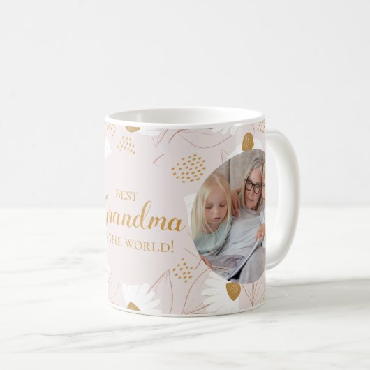 Beste Oma Mok, Daisy Floral Oma Gift Koffiemok (Voorkant rechts)