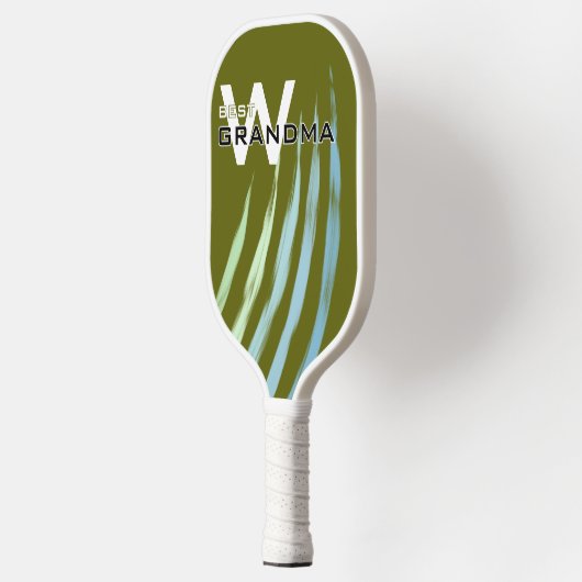 Beste Oma, Monografische initialen, Lichte Olijf Pickleball Paddle (Links)