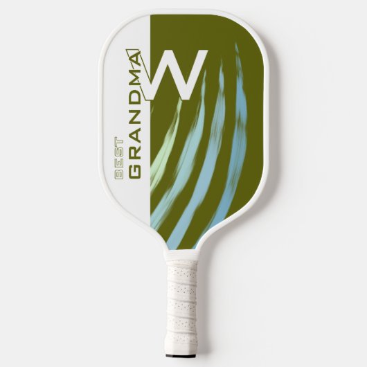 Beste Oma, Monogramed, Lichte Olijf, Pickleball Paddle (Achterkant)