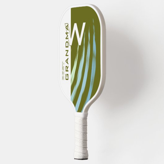 Beste Oma, Monogramed, Lichte Olijf, Pickleball Paddle (Links)