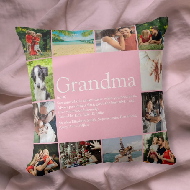 Beste oma Oma definitie 12 foto collage Kussen (Best Grandma Granny Definition 12 Photo Collage Throw Pillow)