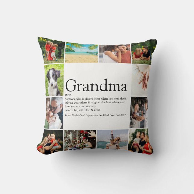 Beste oma, Oma definitie 12 foto collage Kussen (Voorkant)