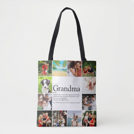Beste oma, Oma Definitie 12 Foto Collage Tote Bag (Voorkant)