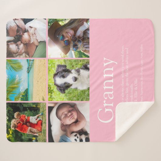 Beste oma, oma definitie 6 foto collage sherpa deken (Voorkant (horizontaal))
